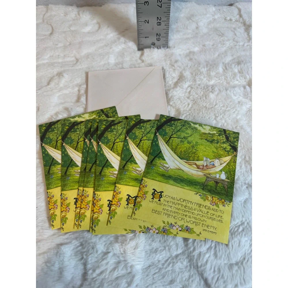 Mary Engelbreit Pooch & Sweetheart Hammock Greeting Cards Set of 8 with Envelope